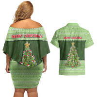 Cactus Christmas Couples Matching Off Shoulder Short Dress and Hawaiian Shirt Merry Cactmas - Wonder Print Shop