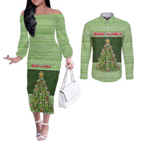 Cactus Christmas Couples Matching Off The Shoulder Long Sleeve Dress and Long Sleeve Button Shirt Merry Cactmas - Wonder Print Shop