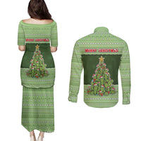 Cactus Christmas Couples Matching Puletasi and Long Sleeve Button Shirt Merry Cactmas - Wonder Print Shop