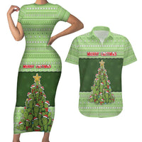 Cactus Christmas Couples Matching Short Sleeve Bodycon Dress and Hawaiian Shirt Merry Cactmas - Wonder Print Shop
