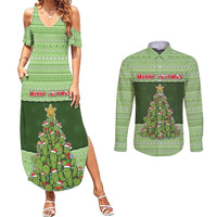 Cactus Christmas Couples Matching Summer Maxi Dress and Long Sleeve Button Shirt Merry Cactmas - Wonder Print Shop