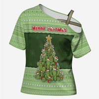 Cactus Christmas Cross Shoulder Shirt Merry Cactmas - Wonder Print Shop