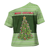 Cactus Christmas Cross Shoulder Shirt Merry Cactmas - Wonder Print Shop