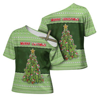Cactus Christmas Cross Shoulder Shirt Merry Cactmas - Wonder Print Shop