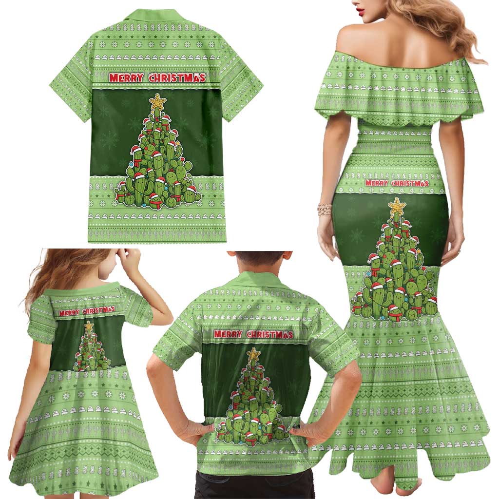 Cactus Christmas Family Matching Mermaid Dress and Hawaiian Shirt Merry Cactmas - Wonder Print Shop