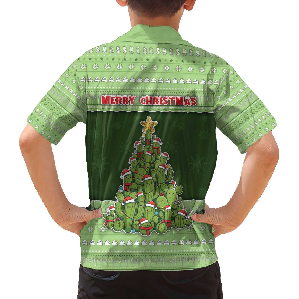 Cactus Christmas Family Matching Off The Shoulder Long Sleeve Dress and Hawaiian Shirt Merry Cactmas - Wonder Print Shop