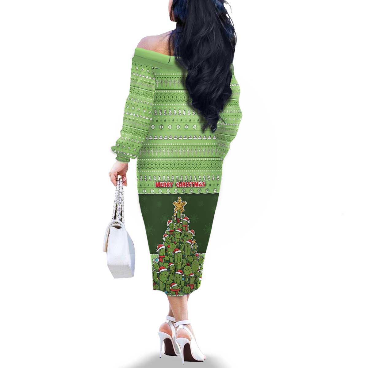 Cactus Christmas Family Matching Off The Shoulder Long Sleeve Dress and Hawaiian Shirt Merry Cactmas - Wonder Print Shop