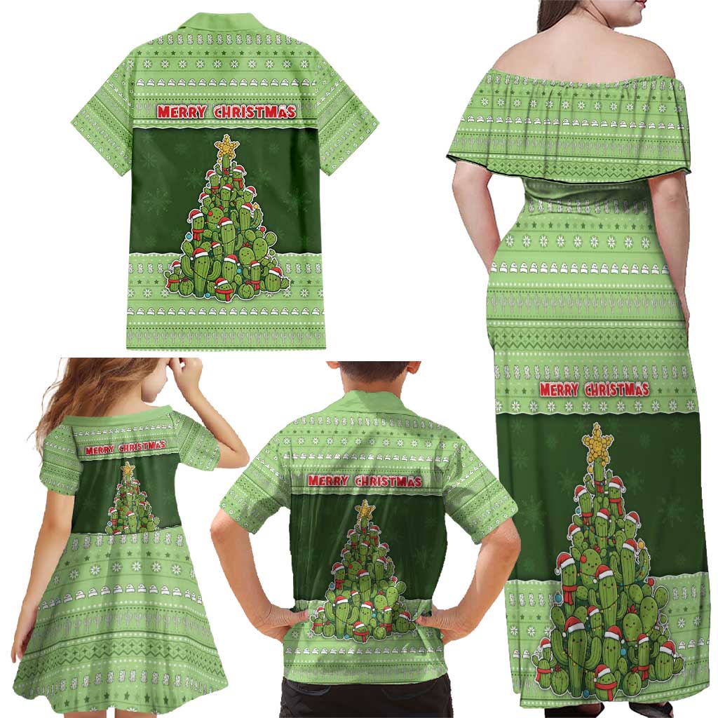 Cactus Christmas Family Matching Off Shoulder Maxi Dress and Hawaiian Shirt Merry Cactmas - Wonder Print Shop