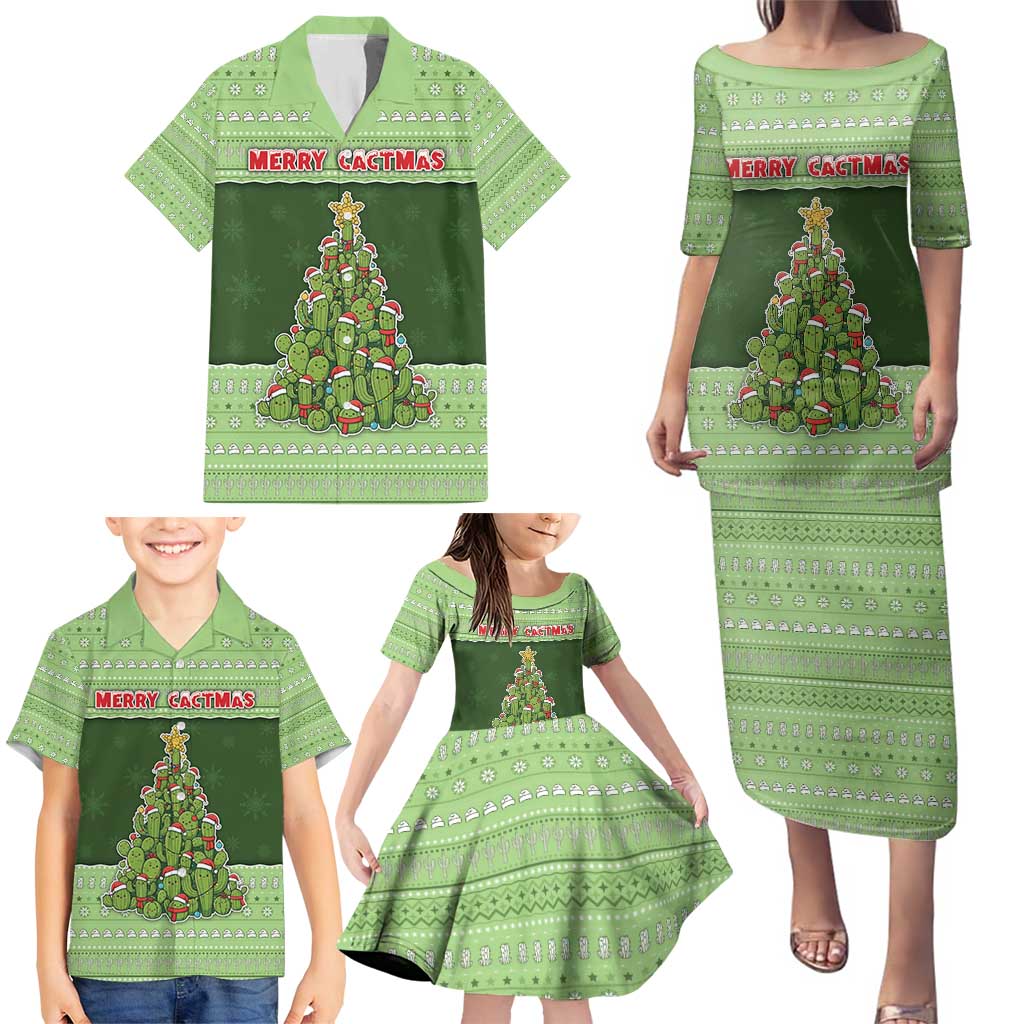 Cactus Christmas Family Matching Puletasi and Hawaiian Shirt Merry Cactmas - Wonder Print Shop