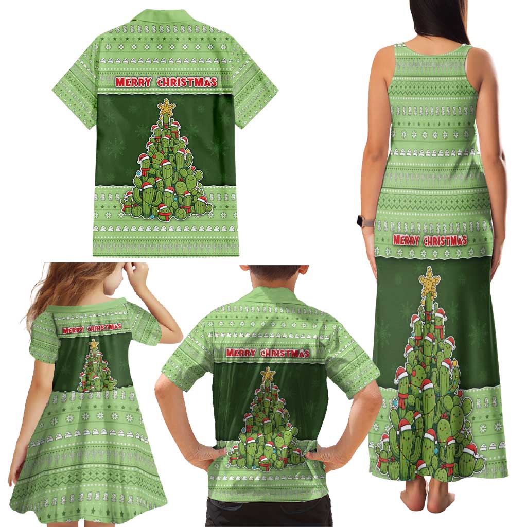 Cactus Christmas Family Matching Tank Maxi Dress and Hawaiian Shirt Merry Cactmas - Wonder Print Shop