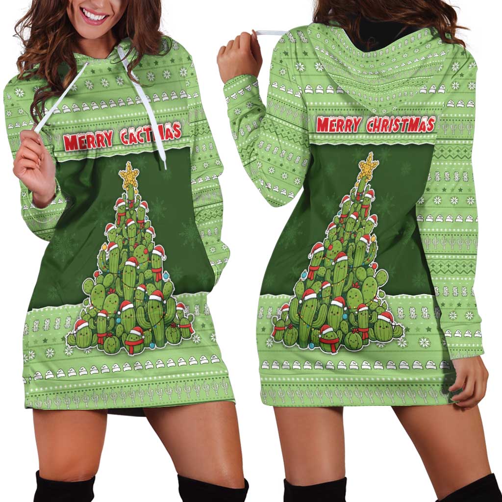 Cactus Christmas Hoodie Dress Merry Cactmas - Wonder Print Shop
