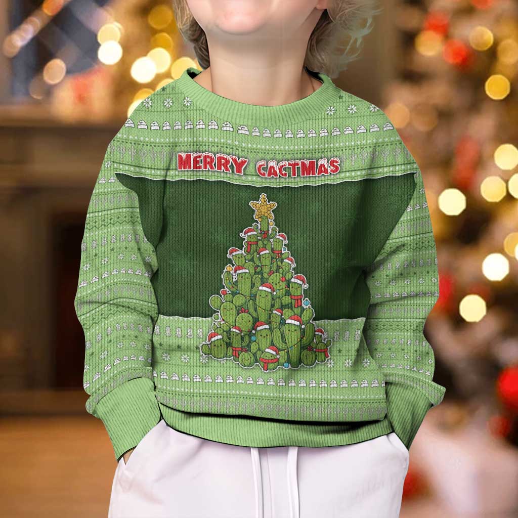 Cactus Christmas Kid Ugly Christmas Sweater Merry Cactmas - Wonder Print Shop
