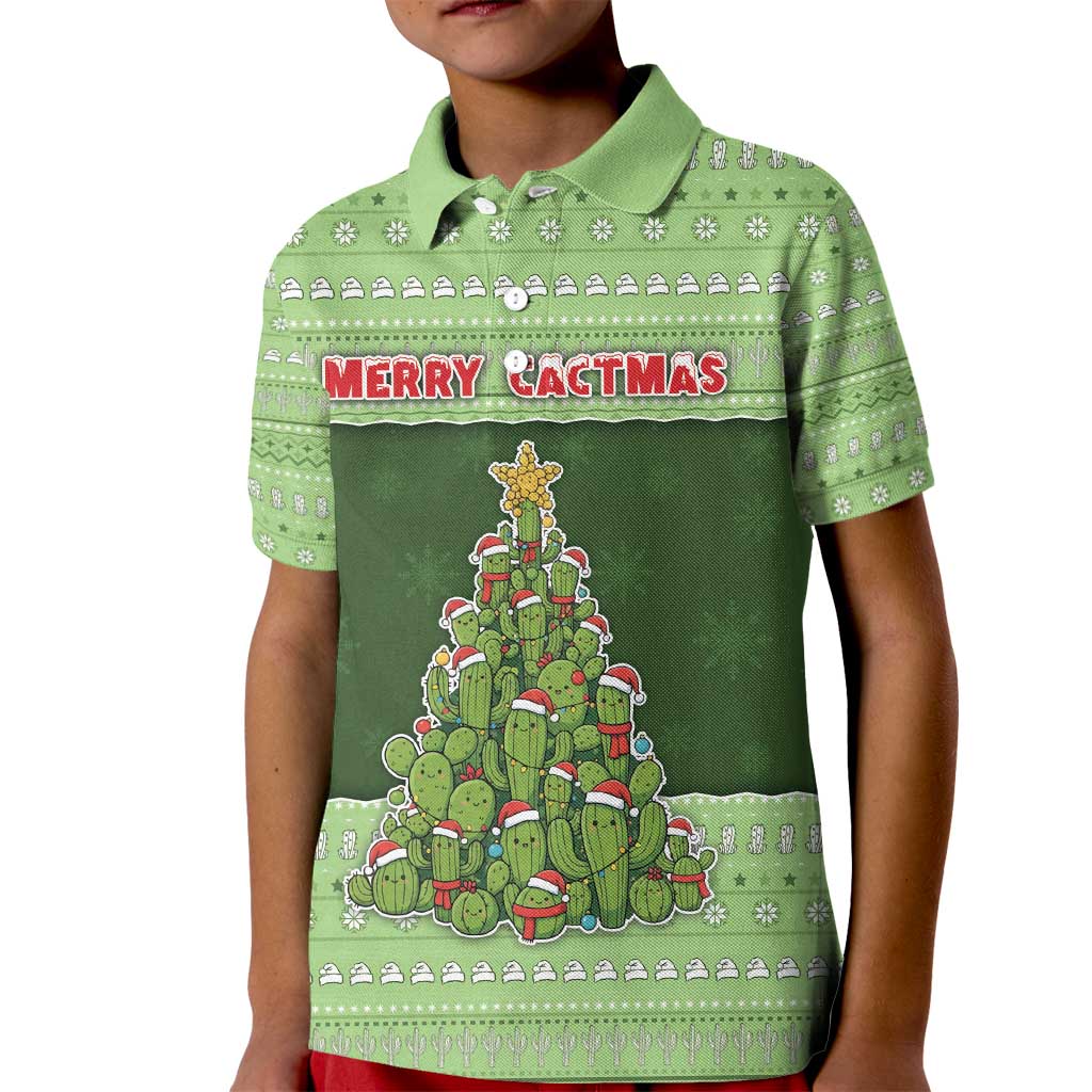 Cactus Christmas Kid Polo Shirt Merry Cactmas - Wonder Print Shop
