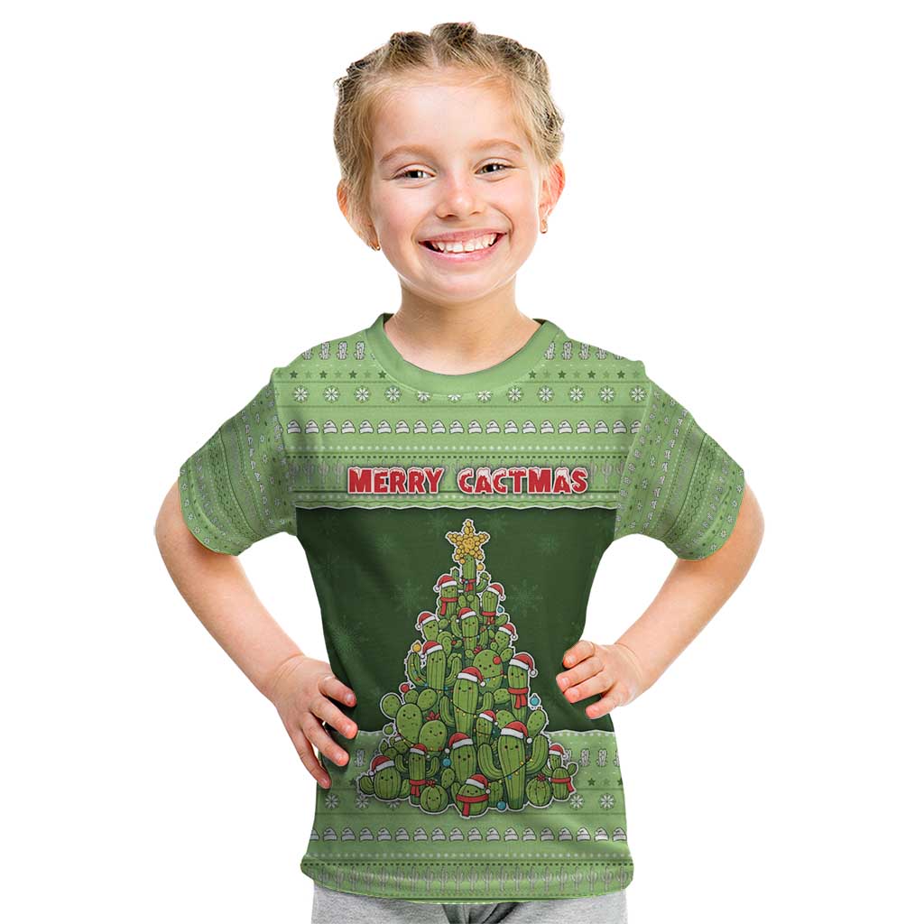 Cactus Christmas Kid T Shirt Merry Cactmas - Wonder Print Shop