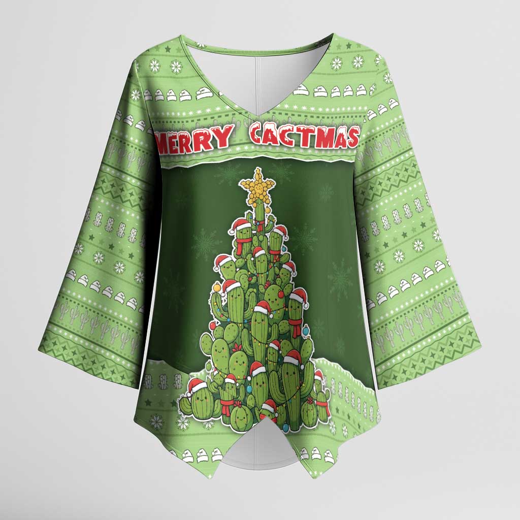 Cactus Christmas Kimono Sleeve Blouse Merry Cactmas - Wonder Print Shop
