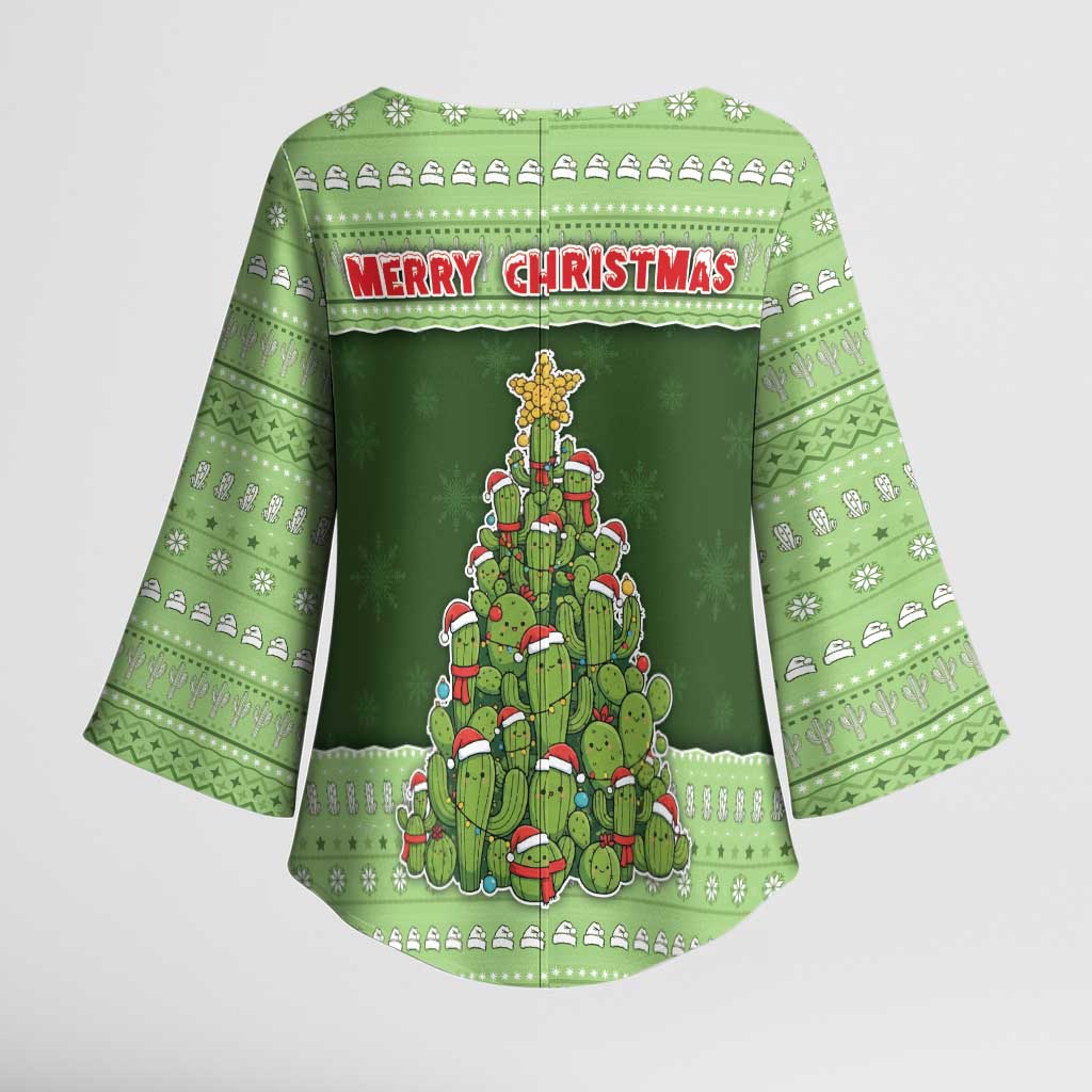Cactus Christmas Kimono Sleeve Blouse Merry Cactmas - Wonder Print Shop