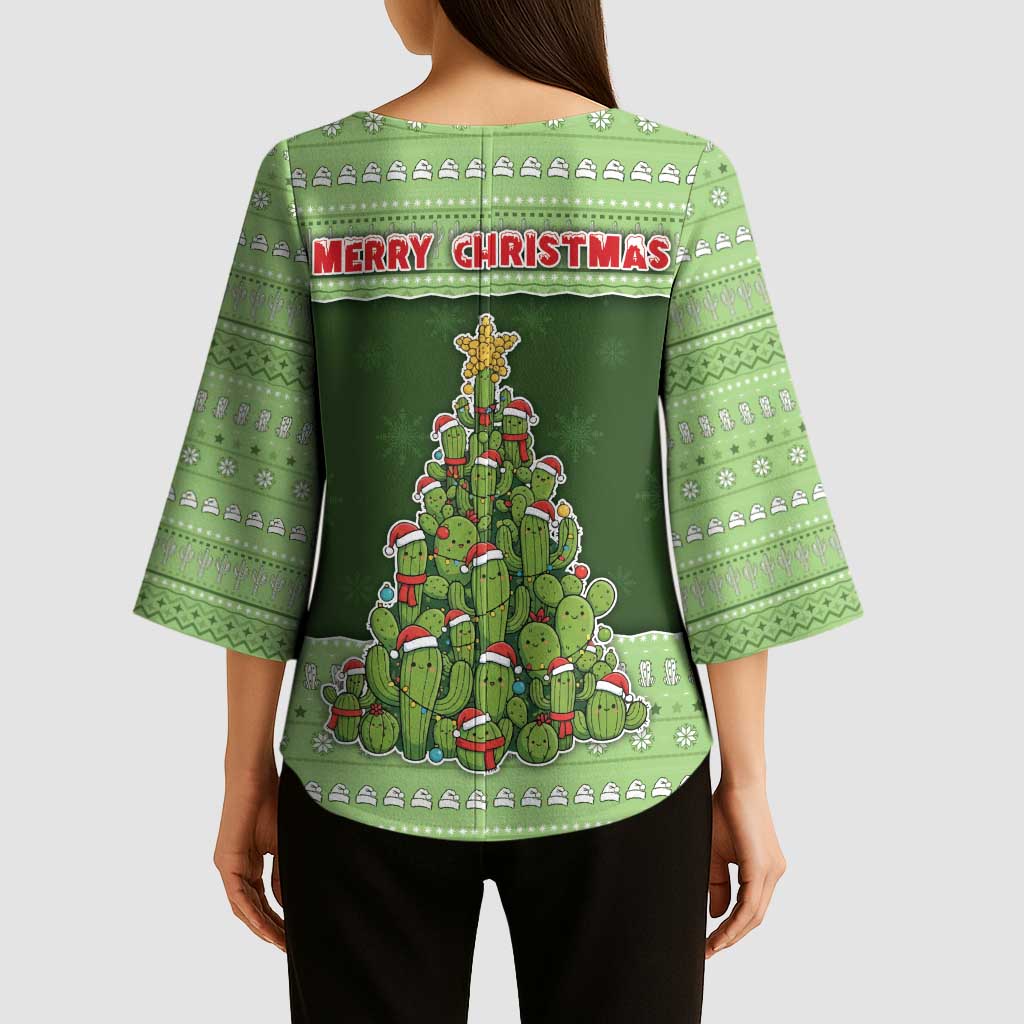 Cactus Christmas Kimono Sleeve Blouse Merry Cactmas - Wonder Print Shop