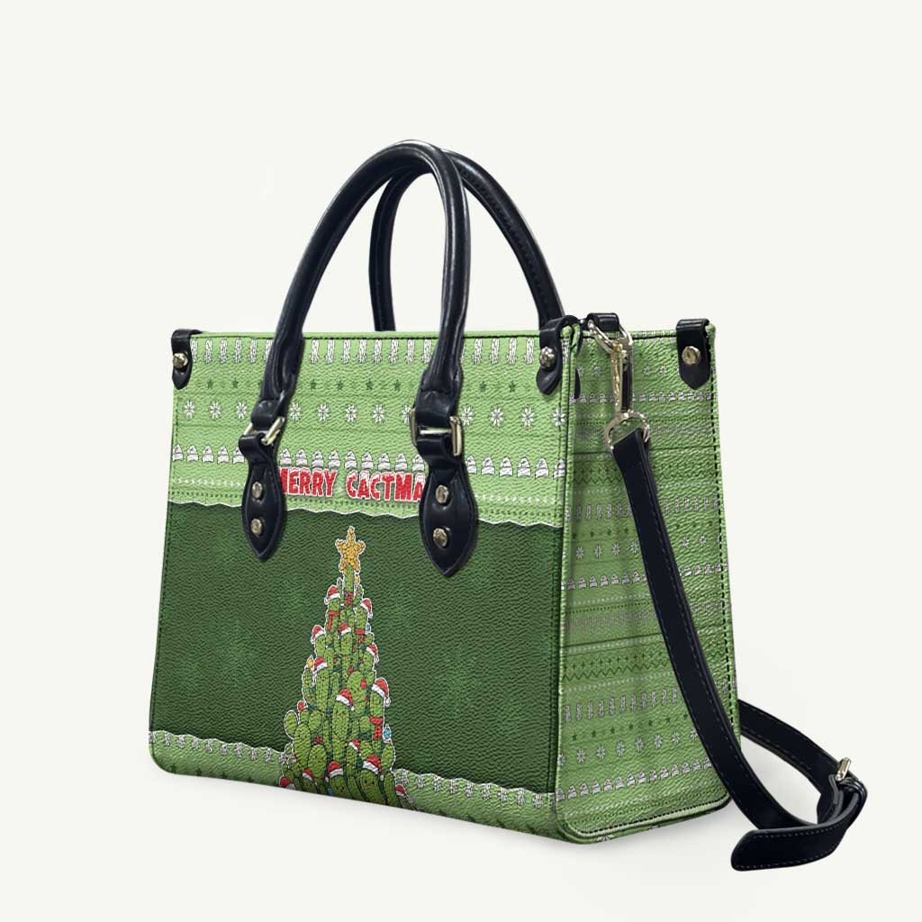Cactus Christmas Leather Bag Merry Cactmas - Wonder Print Shop