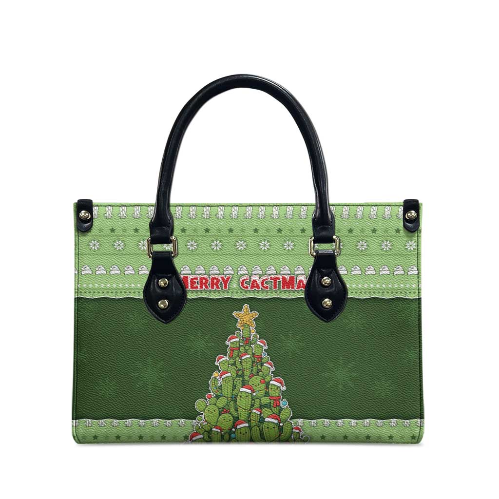 Cactus Christmas Leather Bag Merry Cactmas - Wonder Print Shop