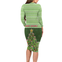 Cactus Christmas Long Sleeve Bodycon Dress Merry Cactmas - Wonder Print Shop