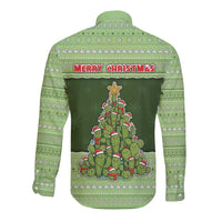 Cactus Christmas Long Sleeve Button Shirt Merry Cactmas - Wonder Print Shop
