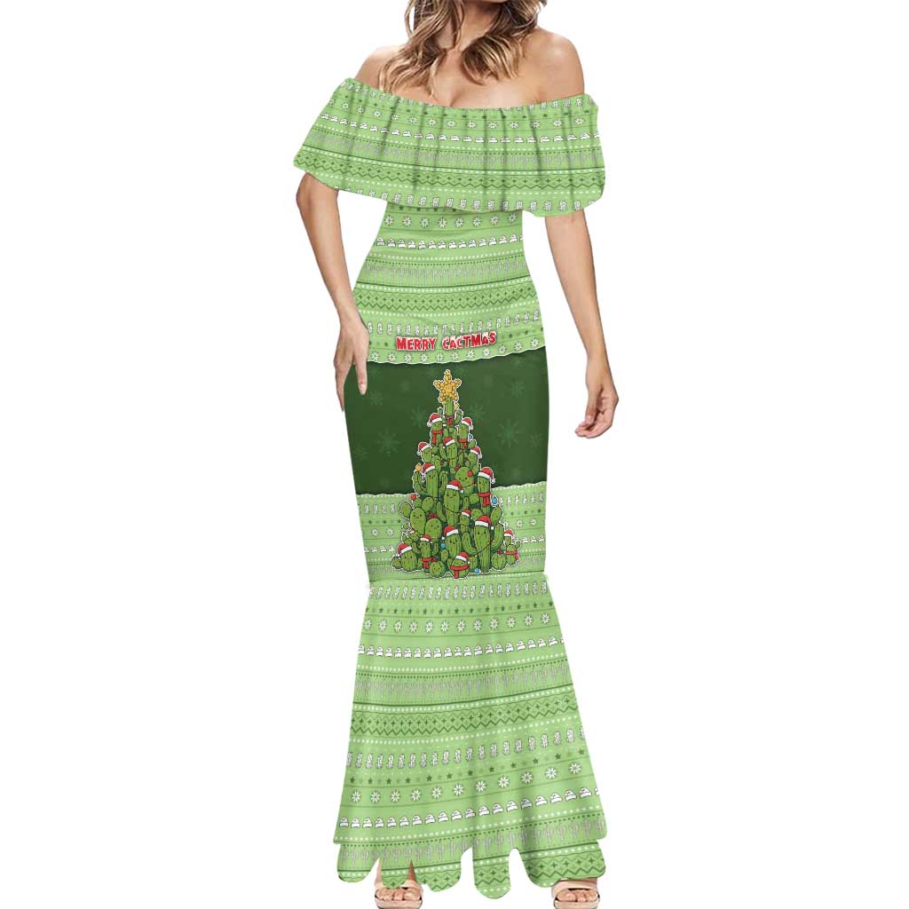 Cactus Christmas Mermaid Dress Merry Cactmas - Wonder Print Shop