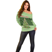 Cactus Christmas Off Shoulder Sweater Merry Cactmas - Wonder Print Shop