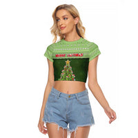 Cactus Christmas Raglan Cropped T Shirt Merry Cactmas - Wonder Print Shop