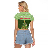 Cactus Christmas Raglan Cropped T Shirt Merry Cactmas - Wonder Print Shop