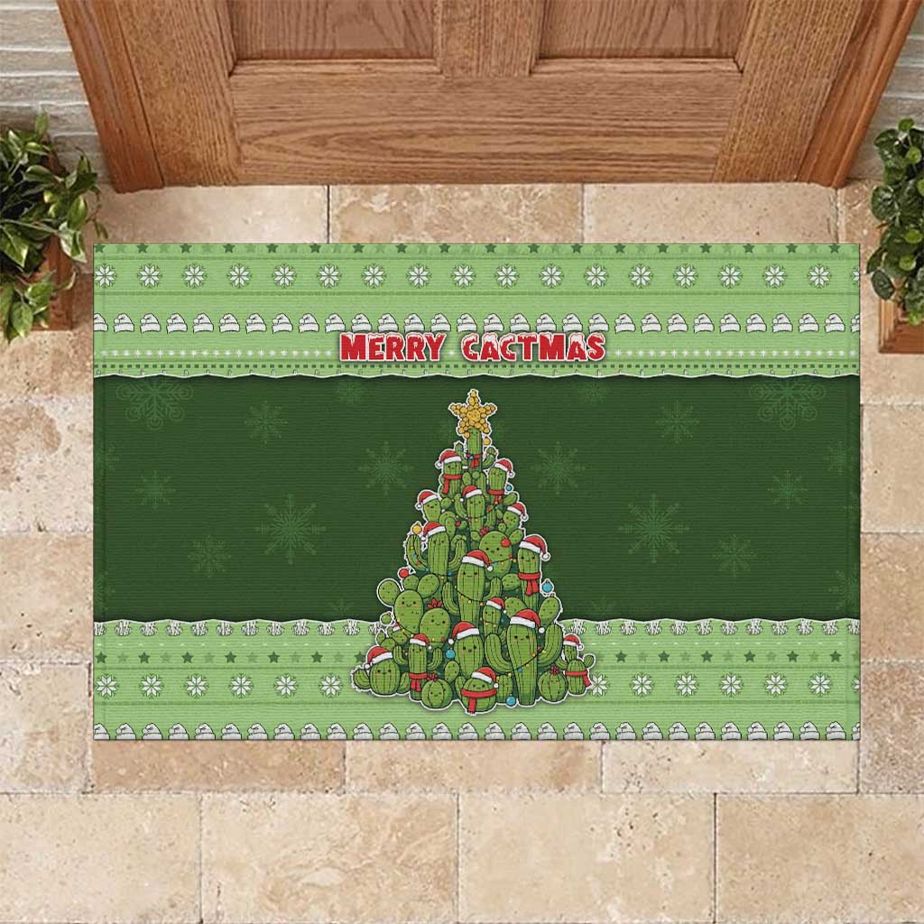 Cactus Christmas Rubber Doormat Merry Cactmas - Wonder Print Shop