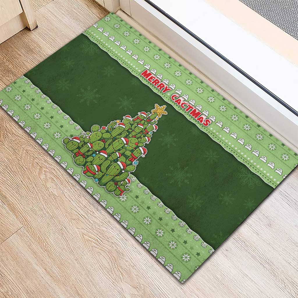 Cactus Christmas Rubber Doormat Merry Cactmas - Wonder Print Shop