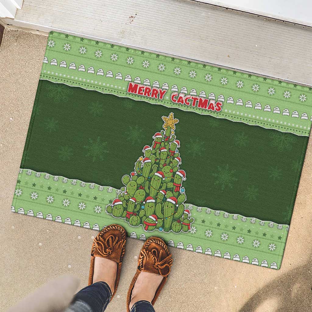 Cactus Christmas Rubber Doormat Merry Cactmas - Wonder Print Shop
