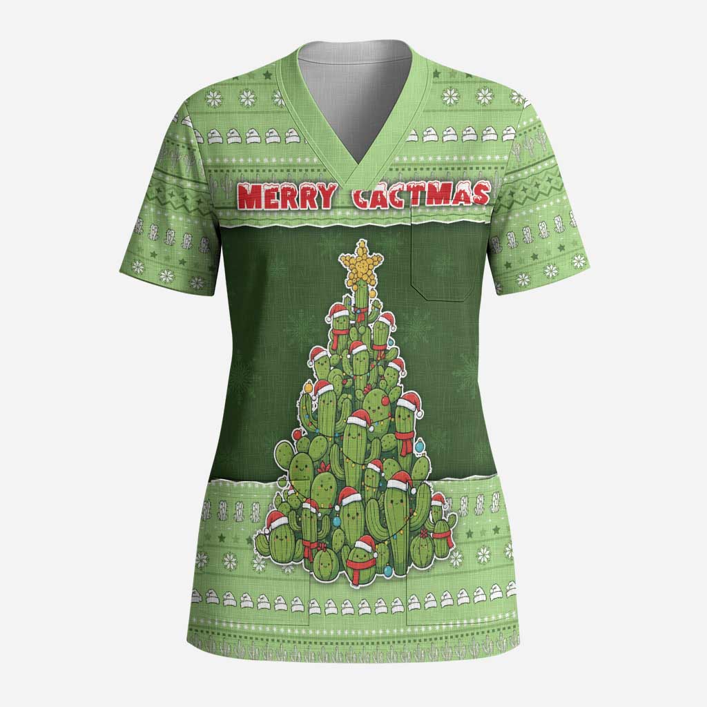 Cactus Christmas Scrub Top Merry Cactmas - Wonder Print Shop