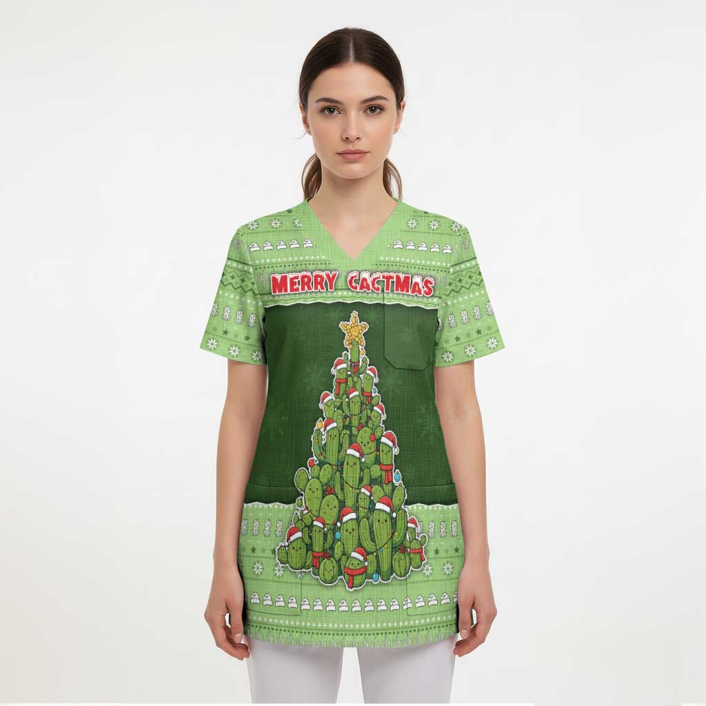 Cactus Christmas Scrub Top Merry Cactmas - Wonder Print Shop