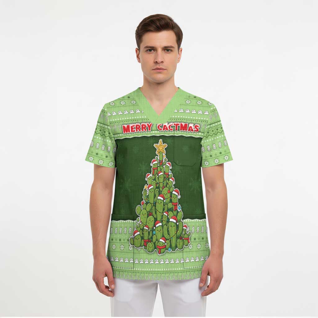 Cactus Christmas Scrub Top Merry Cactmas - Wonder Print Shop