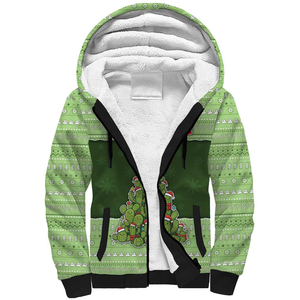 Cactus Christmas Sherpa Hoodie Merry Cactmas - Wonder Print Shop