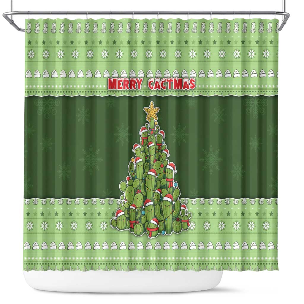 Cactus Christmas Shower Curtain Merry Cactmas - Wonder Print Shop