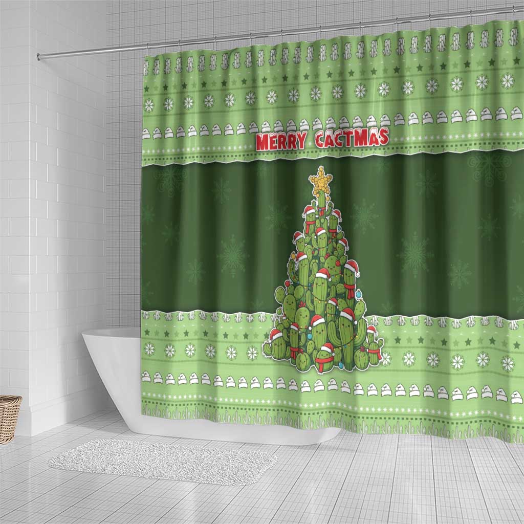 Cactus Christmas Shower Curtain Merry Cactmas - Wonder Print Shop