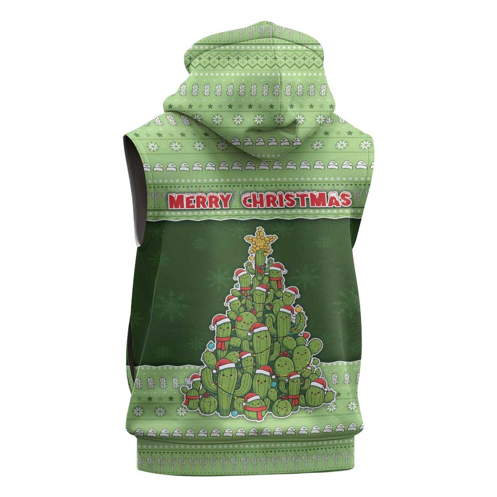 Cactus Christmas Sleeveless Hoodie Merry Cactmas - Wonder Print Shop