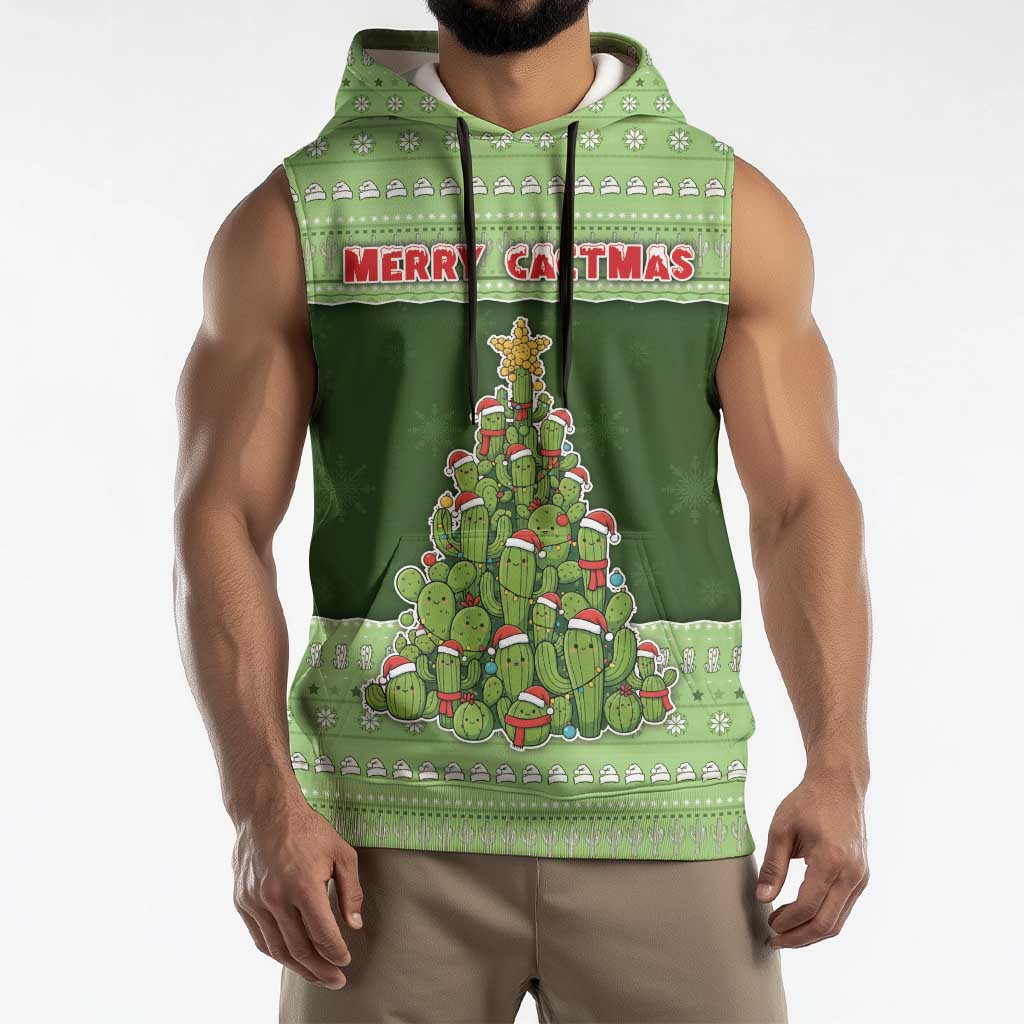 Cactus Christmas Sleeveless Hoodie Merry Cactmas - Wonder Print Shop