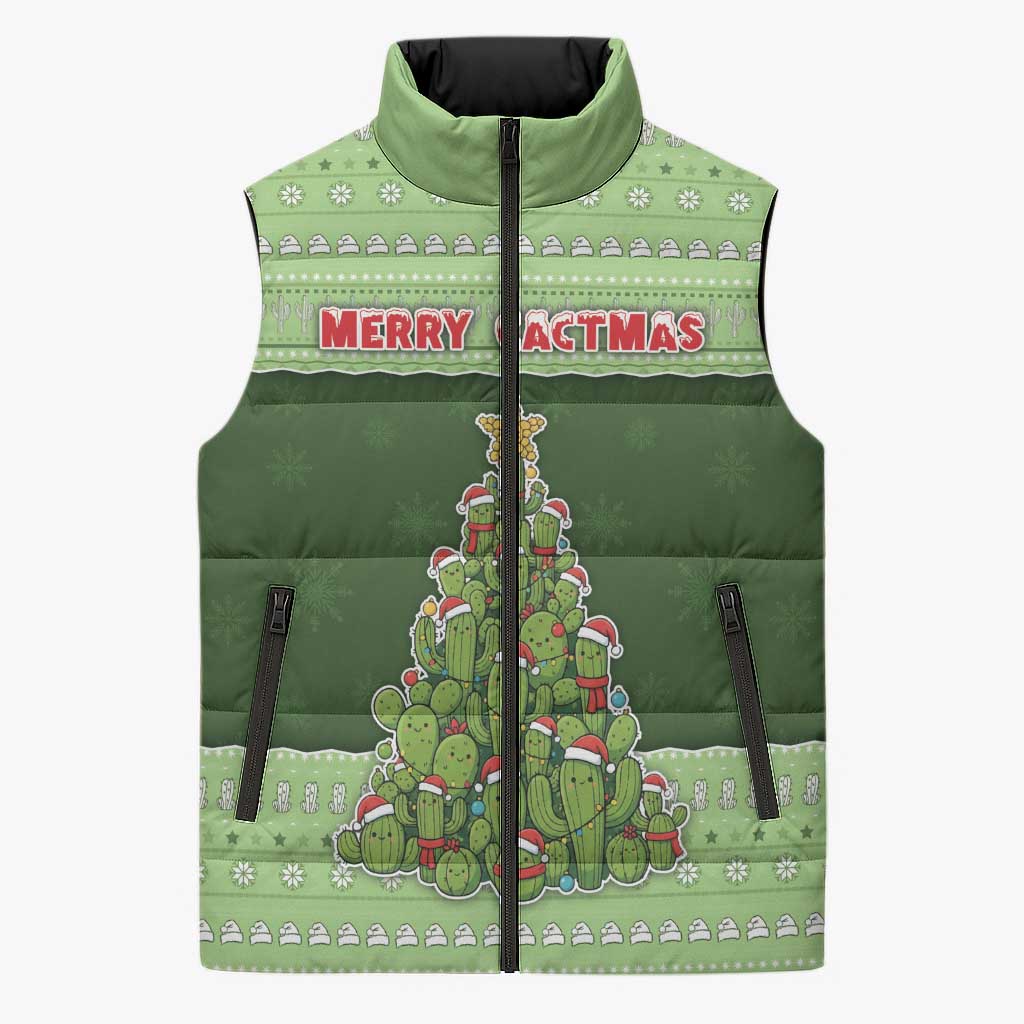 Cactus Christmas Sleeveless Puffer Jacket Merry Cactmas - Wonder Print Shop
