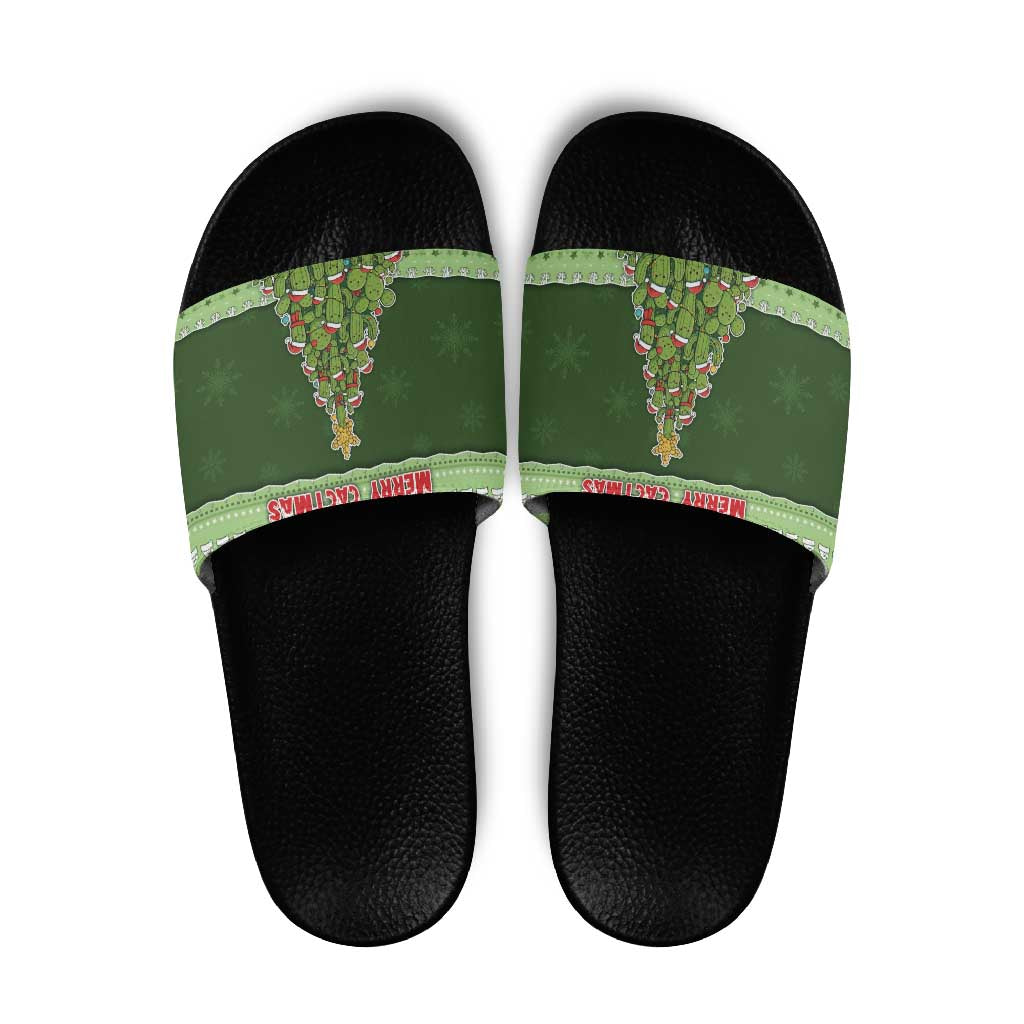 Cactus Christmas Slide Sandals Merry Cactmas - Wonder Print Shop