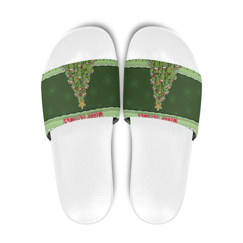 Cactus Christmas Slide Sandals Merry Cactmas - Wonder Print Shop