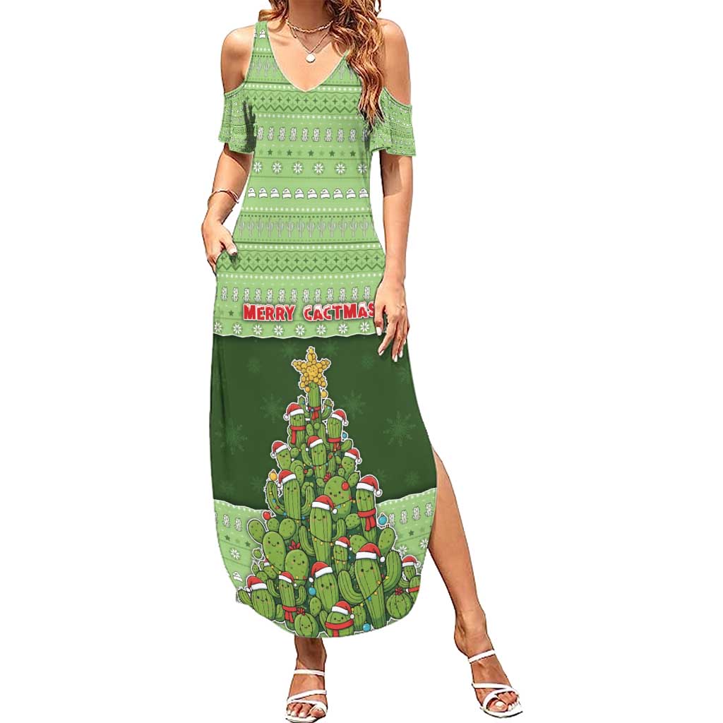 Cactus Christmas Summer Maxi Dress Merry Cactmas - Wonder Print Shop