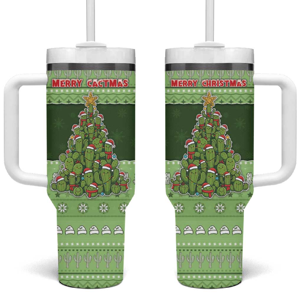 Cactus Christmas Tumbler With Handle Merry Cactmas - Wonder Print Shop