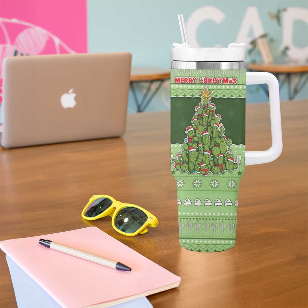 Cactus Christmas Tumbler With Handle Merry Cactmas - Wonder Print Shop