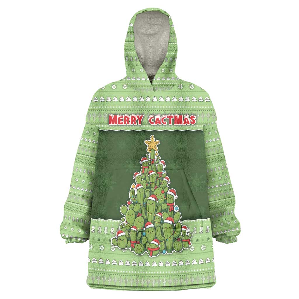 Cactus Christmas Wearable Blanket Hoodie Merry Cactmas - Wonder Print Shop