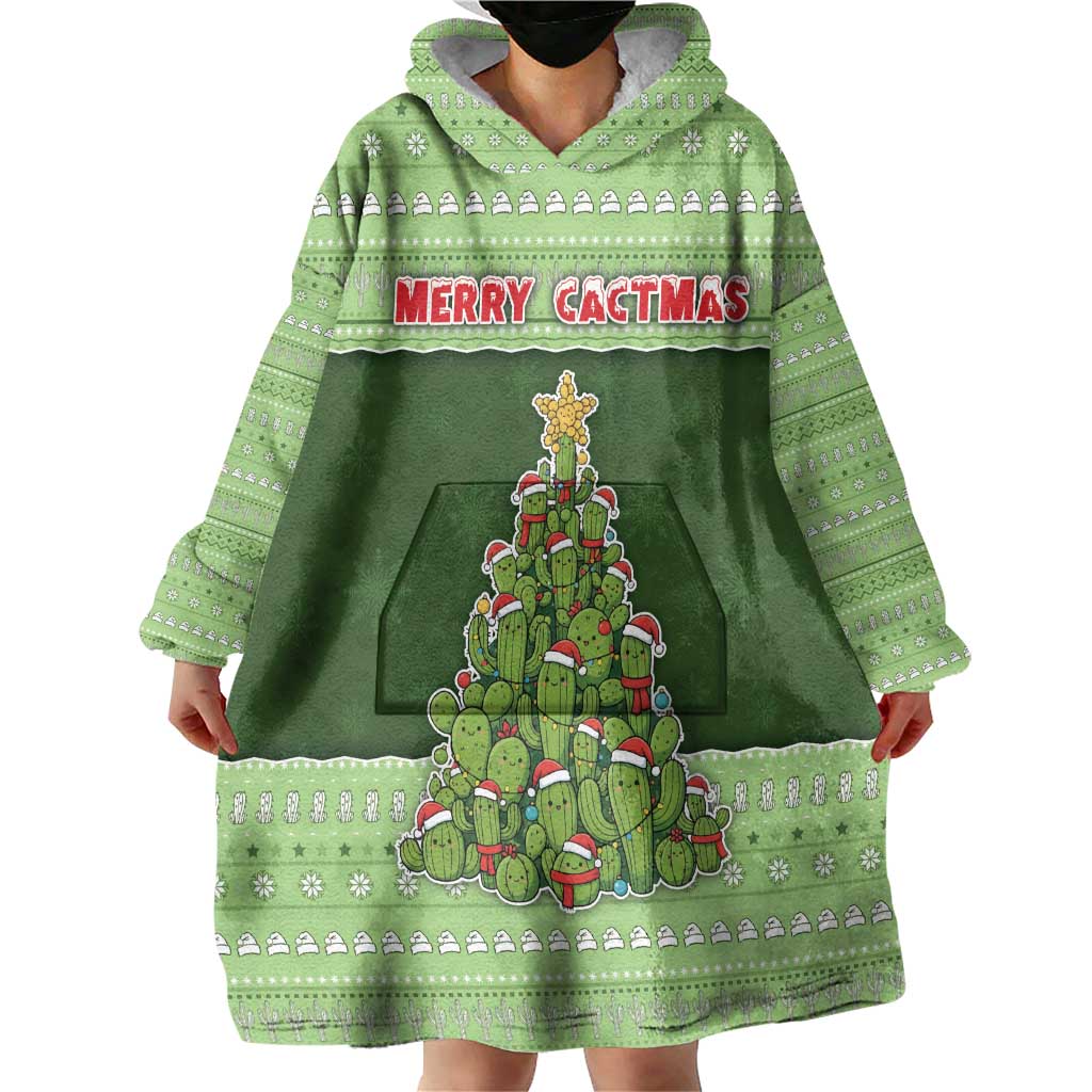 Cactus Christmas Wearable Blanket Hoodie Merry Cactmas - Wonder Print Shop