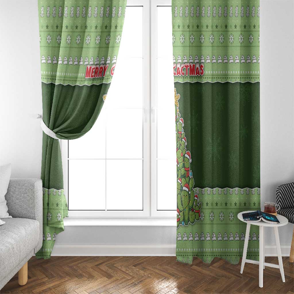 Cactus Christmas Window Curtain Merry Cactmas - Wonder Print Shop