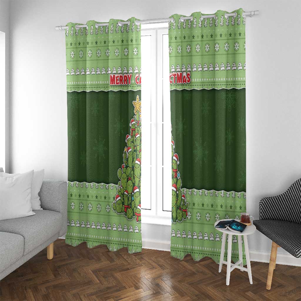 Cactus Christmas Window Curtain Merry Cactmas - Wonder Print Shop